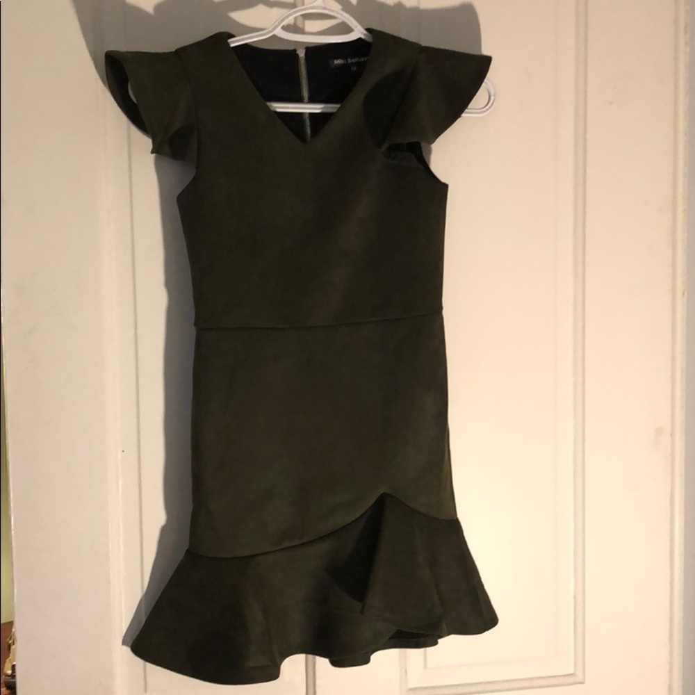 Miss Behave olive green suede dress size 10
